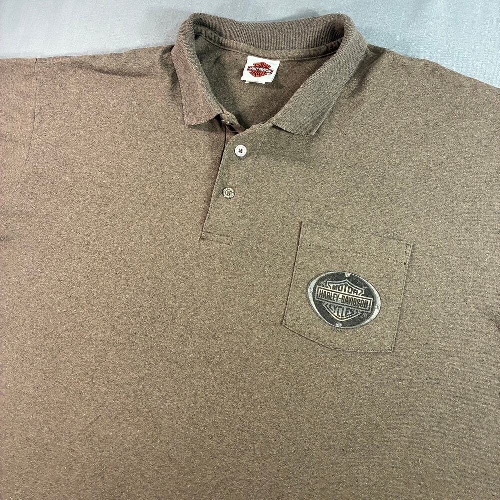 Vintage Harley-Davidson Black Hills Rapid City SD Polo Shirt 3XL Brown USA Made